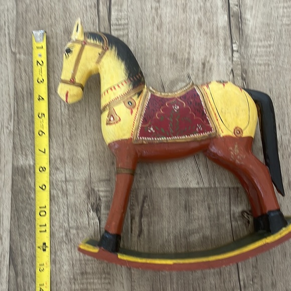 VINTAGE solid wood rocking horse decorative piece hand painted - Picture 12 of 13